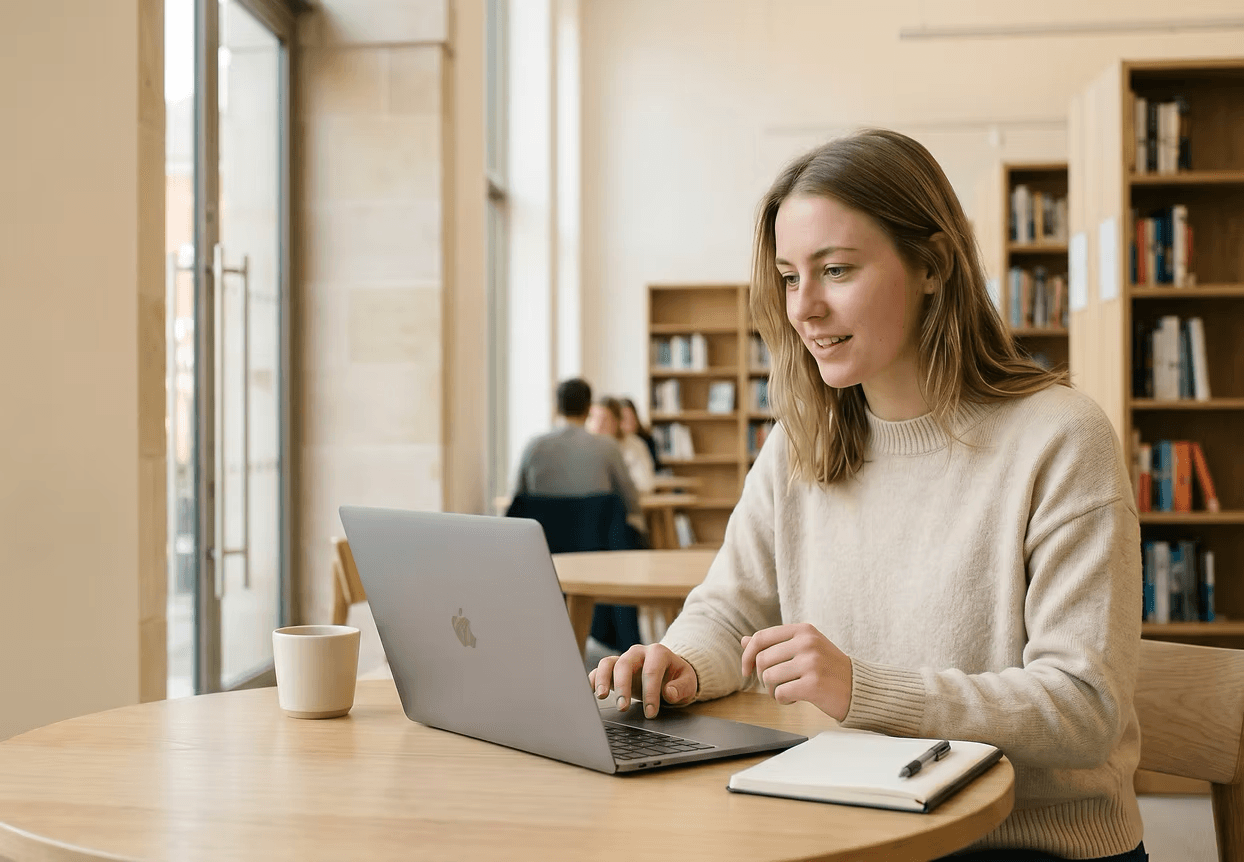 Tutor teaching online from a laptop